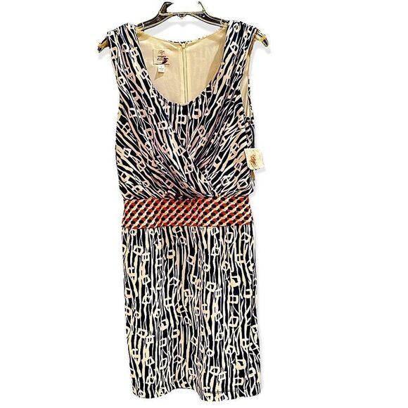 NWT Suzi Chin for Maggy Boutique Purple White Abstract Draped Sleeveless Dress 4 - Picture 1 of 11